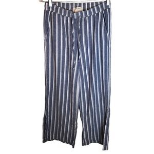 Cloth & stone wide leg pants women's Small blue white striped drawstring beach
